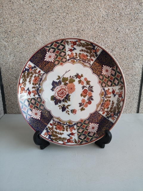 古玩陶瓷花卉紋青花彩繪描金盤拍賣,當前價格480元