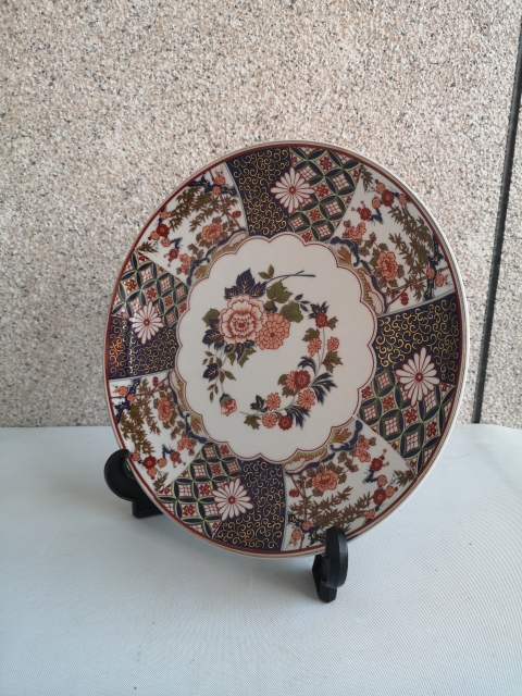 古玩陶瓷花卉紋青花彩繪描金盤拍賣,當前價格480元