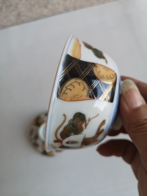 古玩陶瓷青花加彩蓋碗拍賣，當前價格450元