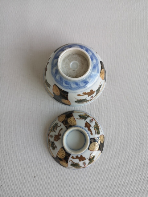 古玩陶瓷青花加彩蓋碗拍賣，當前價格450元