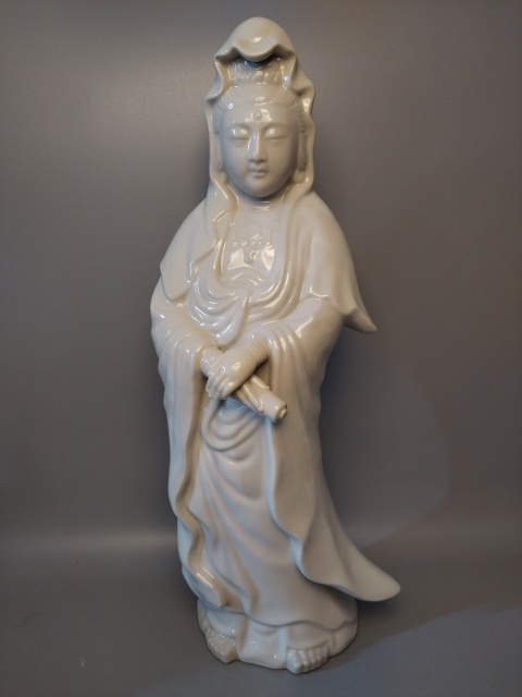 古玩陶瓷【精美大尺寸雕塑】民國(guó)解放初白釉觀音造像拍賣,當(dāng)前價(jià)格1266元