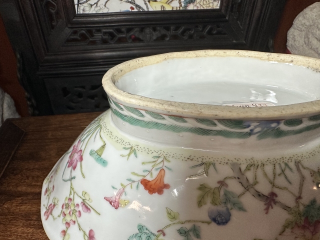 古玩陶瓷道光粉彩十二花神荷葉貢盤拍賣，當前價格12000元