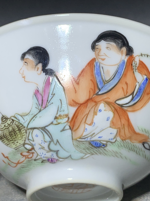 古玩陶瓷民國粉彩和合二仙圖碗拍賣,當前價格688元