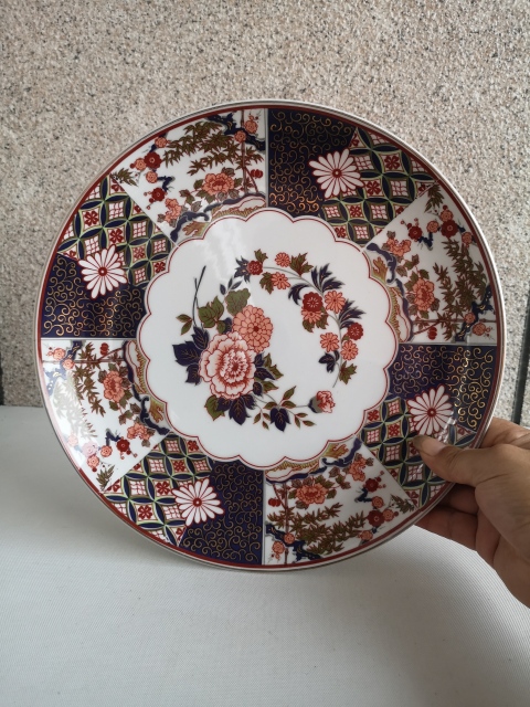 古玩陶瓷花卉紋青花彩繪描金盤拍賣,當前價格480元