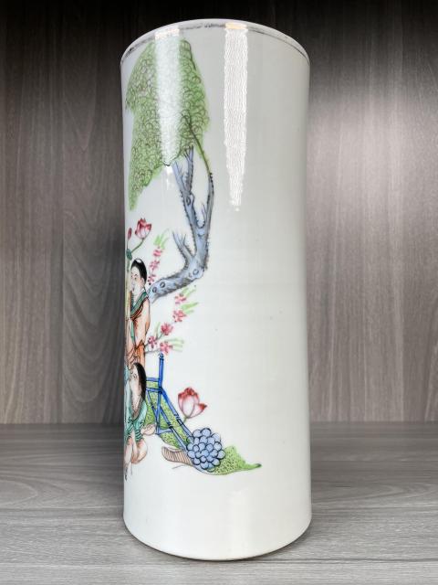 古玩陶瓷民國 名家精品粉彩愛蓮圖帽筒拍賣,當前價格2800元
