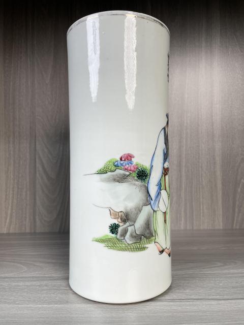 古玩陶瓷民國 名家精品粉彩愛蓮圖帽筒拍賣,當前價格2800元