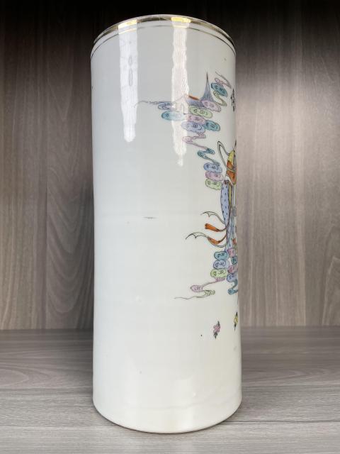 古玩陶瓷民國 名家精品粉彩天女散花圖帽筒拍賣,當前價格2800元