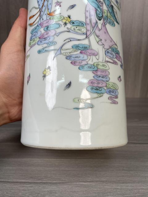 古玩陶瓷民國 名家精品粉彩天女散花圖帽筒拍賣,當前價格2800元