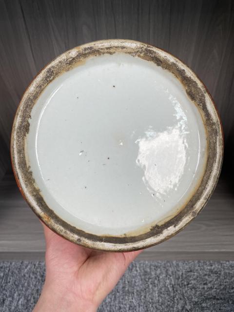 古玩陶瓷清中期 豆青釉青花鳳穿牡丹圖獅耳盤口瓶(上海文物商店庫出)拍賣,當前價格4900元