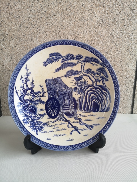古玩陶瓷花卉紋青花盤拍賣,當前價格350元