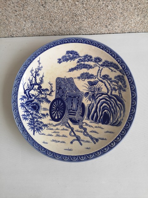 古玩陶瓷花卉紋青花盤拍賣,當前價格350元