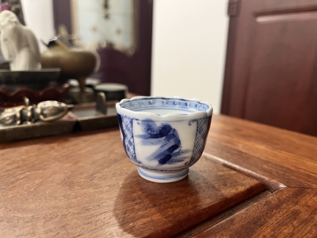 古玩陶瓷清代山水紋青花杯拍賣，當前價格199元
