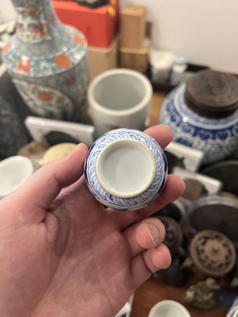 古玩陶瓷清代山水紋青花杯拍賣，當前價格199元