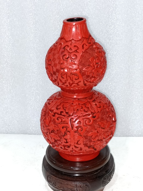 古玩雜項剔紅雕漆葫蘆擺件拍賣,當前價格680元