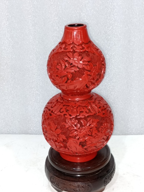 古玩雜項剔紅雕漆葫蘆擺件拍賣,當前價格680元