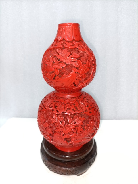 古玩雜項剔紅雕漆葫蘆擺件拍賣,當前價格680元