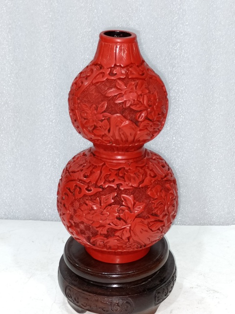 古玩雜項剔紅雕漆葫蘆擺件拍賣,當前價格680元