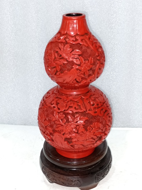 古玩雜項剔紅雕漆葫蘆擺件拍賣,當前價格680元