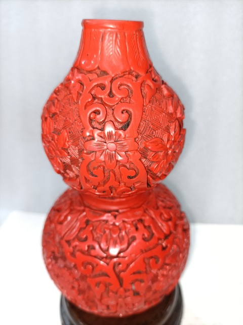 古玩雜項剔紅雕漆葫蘆擺件拍賣,當前價格680元