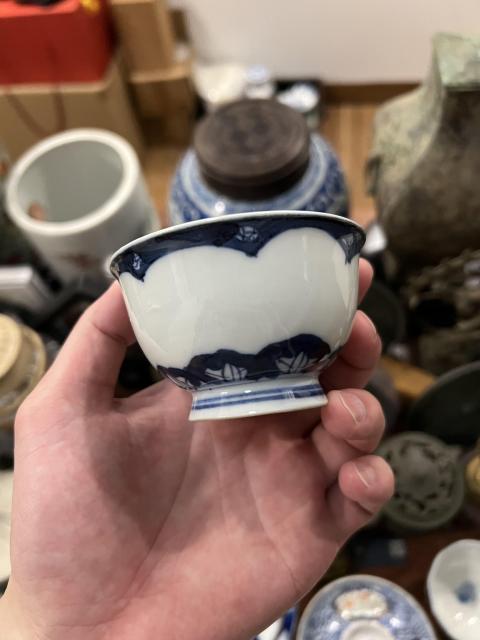 古玩陶瓷晚清青花杯拍賣，當前價格299元