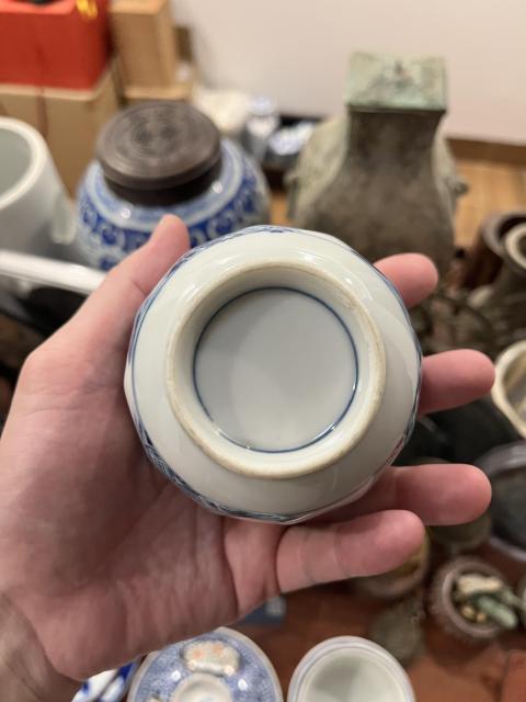 古玩陶瓷民國山水紋青花杯拍賣，當前價格299元