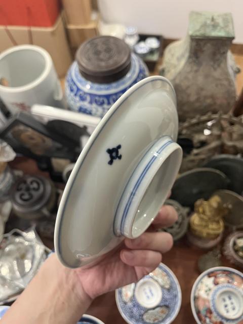 古玩陶瓷晚清人物松鹿紋青花盤拍賣，當前價格1399元