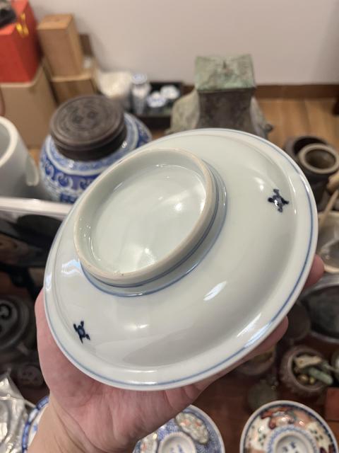 古玩陶瓷晚清人物松鹿紋青花盤拍賣，當前價格1399元