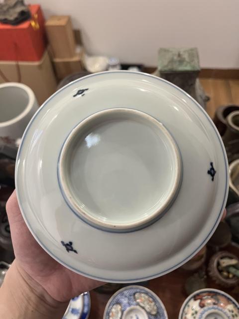 古玩陶瓷晚清人物松鹿紋青花盤拍賣，當前價格1399元