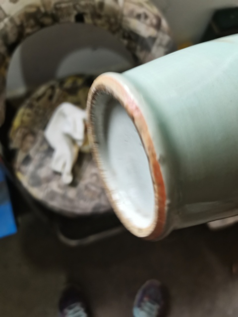 古玩陶瓷清中晚期豆青釉青花人物紋劉海戲金蟾雙耳瓶拍賣，當前價格466元