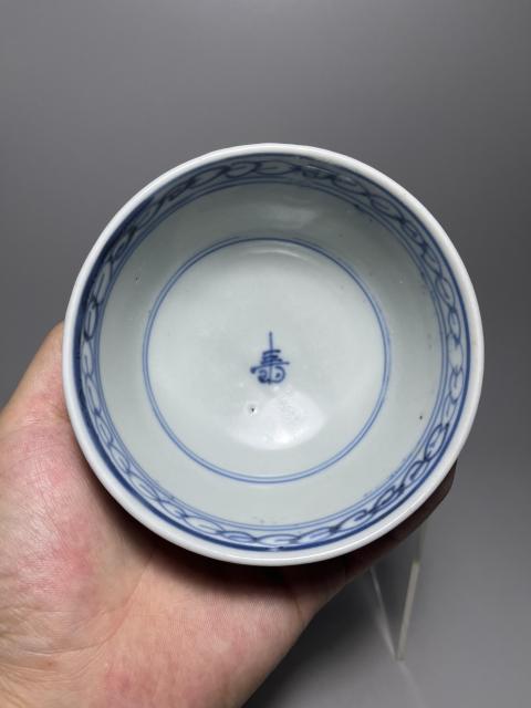 古玩陶瓷福壽青花蓋碗拍賣，當前價格0元