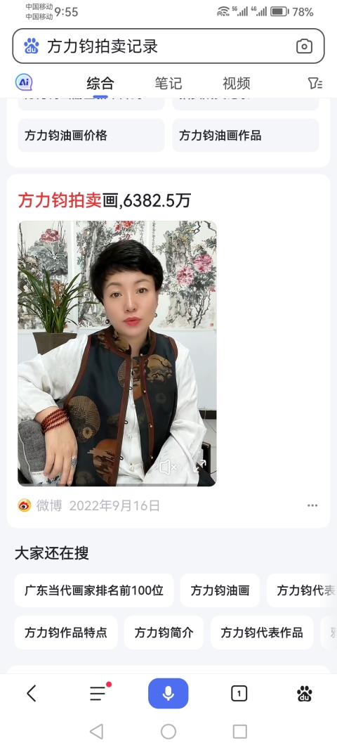古玩字畫2022年單幅作品嘉德拍賣6382.5萬成交的當代名家方力鈞彩墨寫意人物拍賣，當前價格50000元