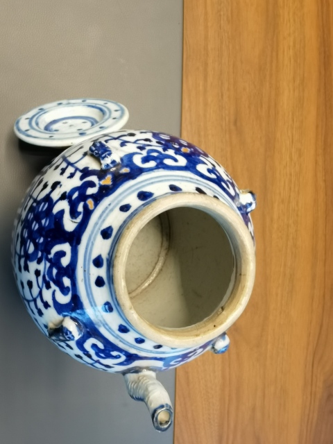古玩陶瓷道光青花淡描花卉紋茶壺拍賣，當前價格650元
