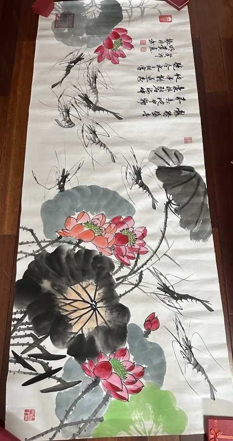 古玩字畫屈明貴 巴振德 荷花 橫幅拍賣，當前價格580元