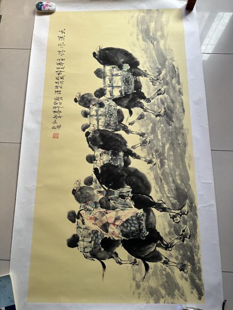 古玩字畫鄧貞亮 駱駝 沙漠 異域風情 真跡拍賣,當前價格820元