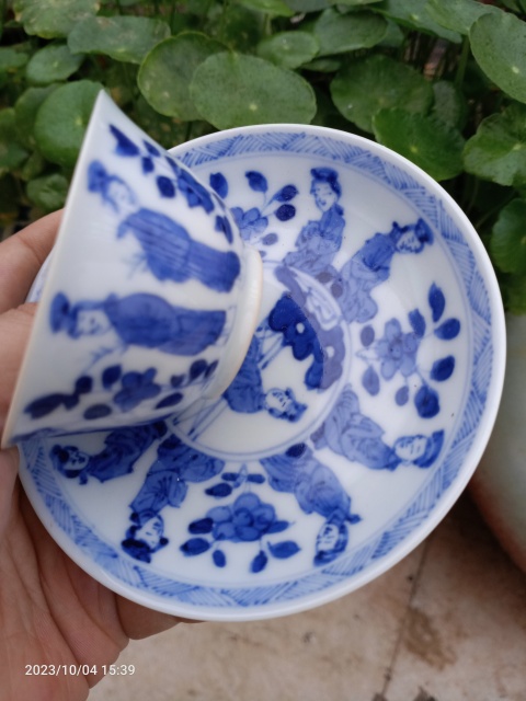 古玩陶瓷青花人物杯碟拍賣,當前價格273元