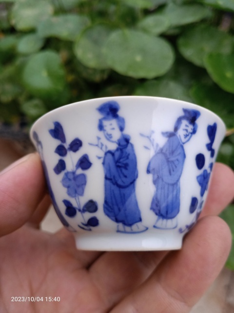 古玩陶瓷青花人物杯碟拍賣,當前價格273元