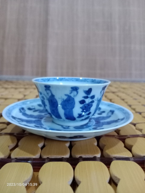 古玩陶瓷青花人物杯碟拍賣,當前價格273元
