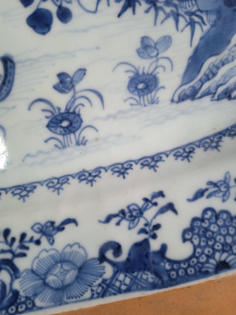 古玩陶瓷乾隆漁民樂青花盤拍賣,當前價格6666元