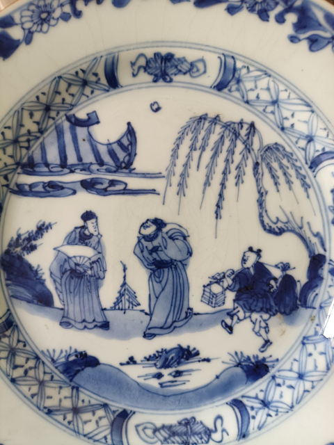 古玩陶瓷康熙·青花人物故事紋折沿盤真品鑒賞圖