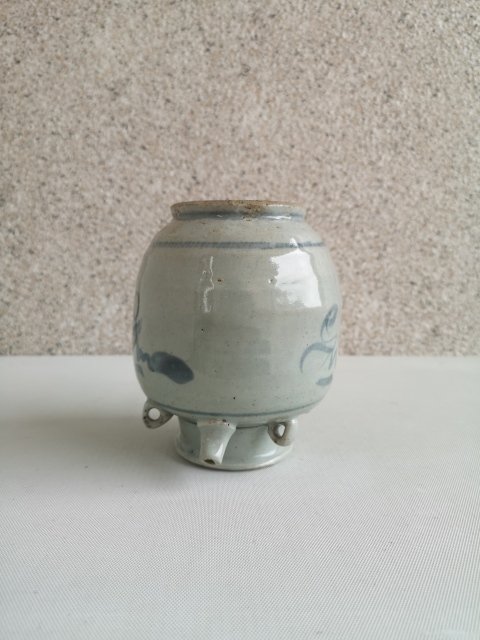 古玩陶瓷清早期吉語紋青花四系壺拍賣,當(dāng)前價(jià)格400元