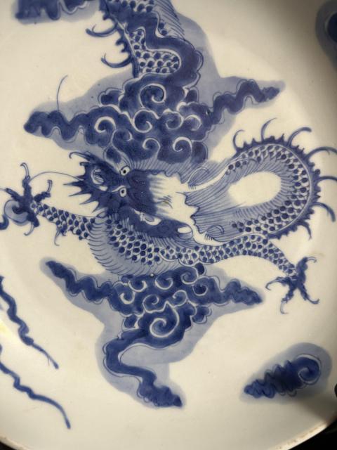 古玩陶瓷清早期青花過墻龍紋盤拍賣，當前價格27000元