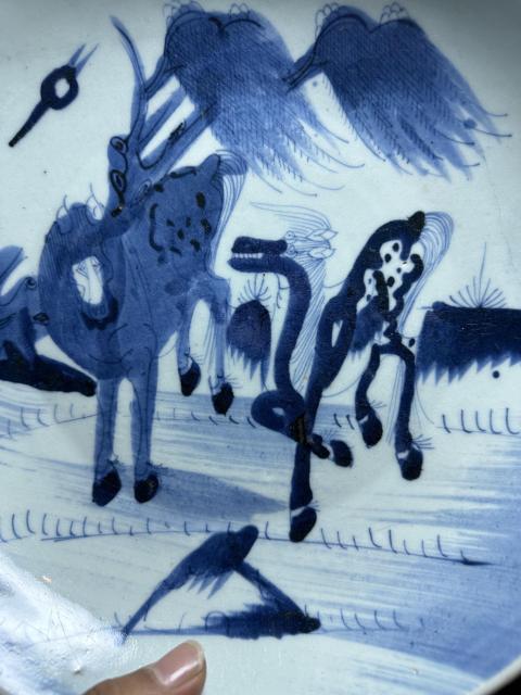 古玩陶瓷柳下青花雙駿圖拍賣，當前價格12500元