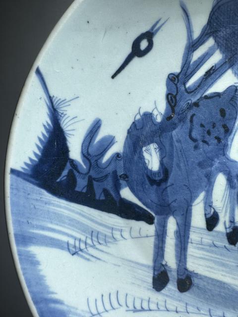 古玩陶瓷柳下青花雙駿圖拍賣，當前價格12500元