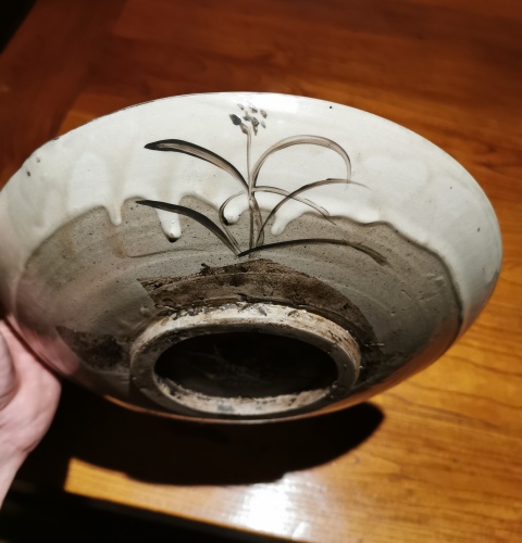 古玩陶瓷白地黑花福字大賞盤拍賣，當前價格888元