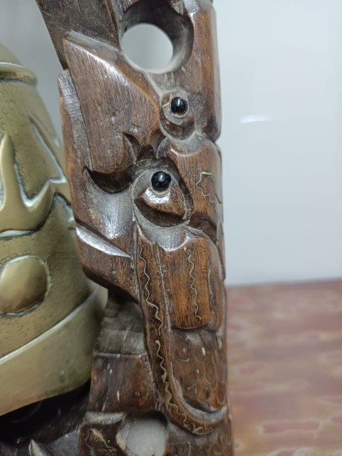 古玩陶瓷木鑲銀龍門銅鐘拍賣，當前價格3288元