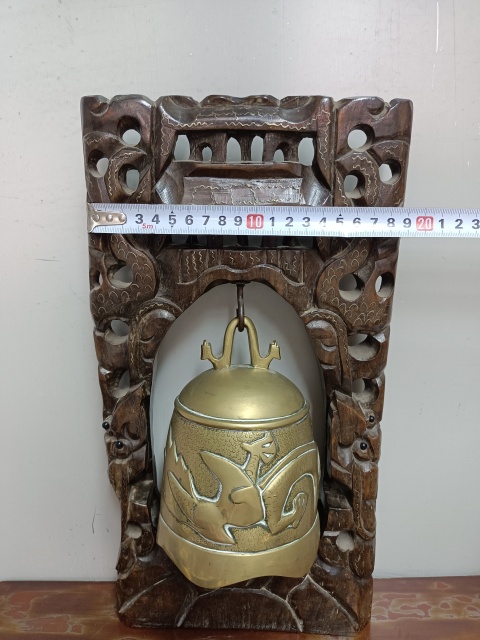 古玩陶瓷木鑲銀龍門銅鐘拍賣，當前價格3288元