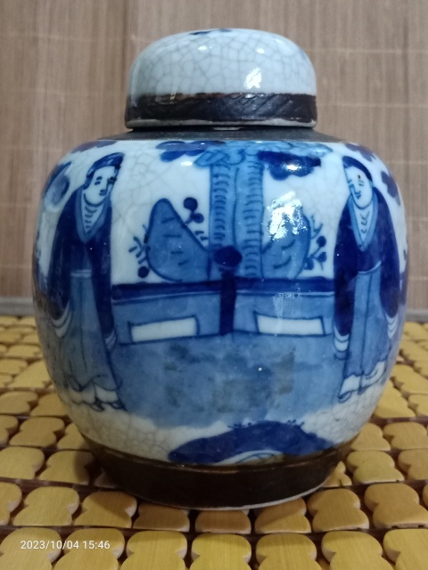 古玩陶瓷絕世好品花高士罐拍賣,當前價格888元