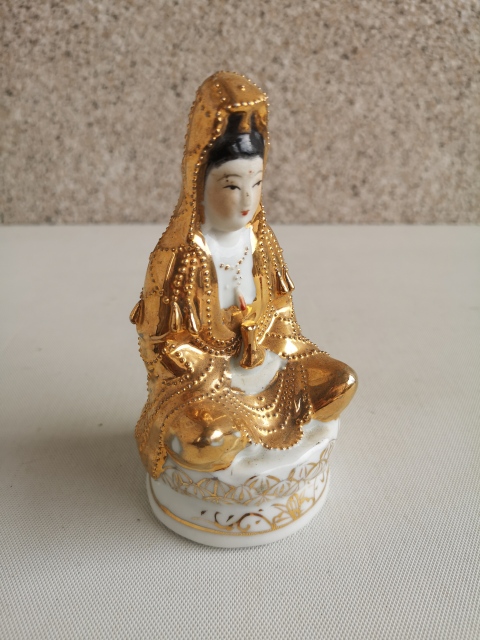古玩陶瓷鍍金觀音塑像拍賣,當前價格288元