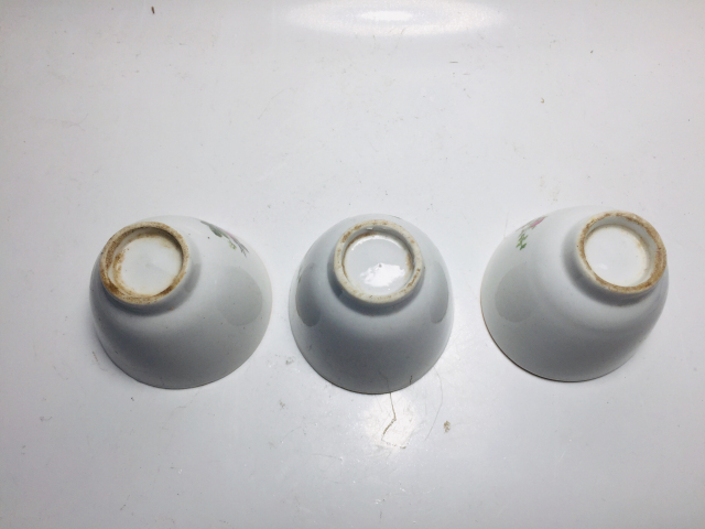 古玩陶瓷彩繪花卉紋杯三只拍賣,當前價格588元