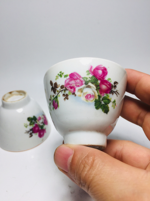 古玩陶瓷彩繪花卉紋杯三只拍賣,當前價格588元